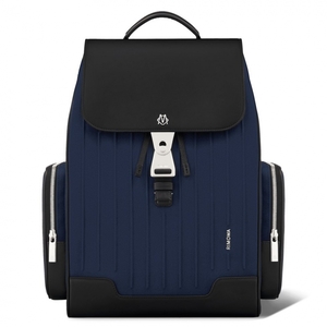 Sac a Dos Rimowa Flap Large in Cuir & Tela Bleu Marine Bleu Noir | MYX-21109289